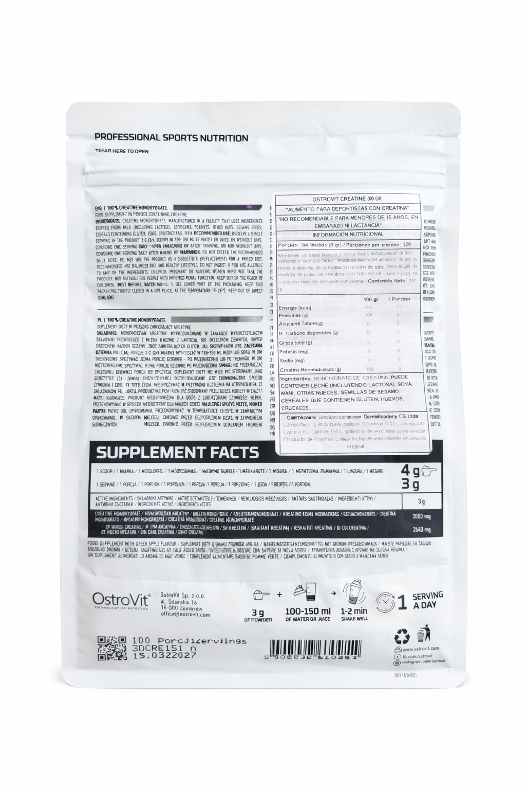 Creatina Monohidratada OstroVit 300 g